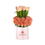 Box con 10 Tulipanes Rosados + 24 Rosas