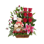Canasta con 6 Rosas Rojas