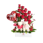 Box con Ositos Pareja con 12 rosas